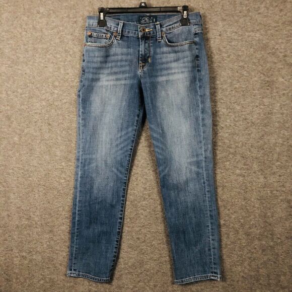 Lucky Brand Jeans Womens 6/28 Whiskered Sweet Crop Med Wash Blue Stretch Denim - Picture 1 of 13